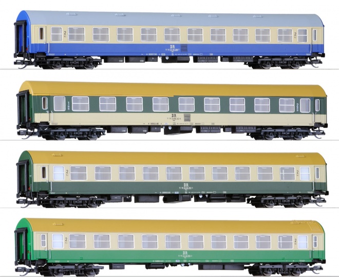 Set of 4 Passenger cars type Y in experimental liveries<br /><a href='images/pictures/Tillig/01577.jpg' target='_blank'>Full size image</a>